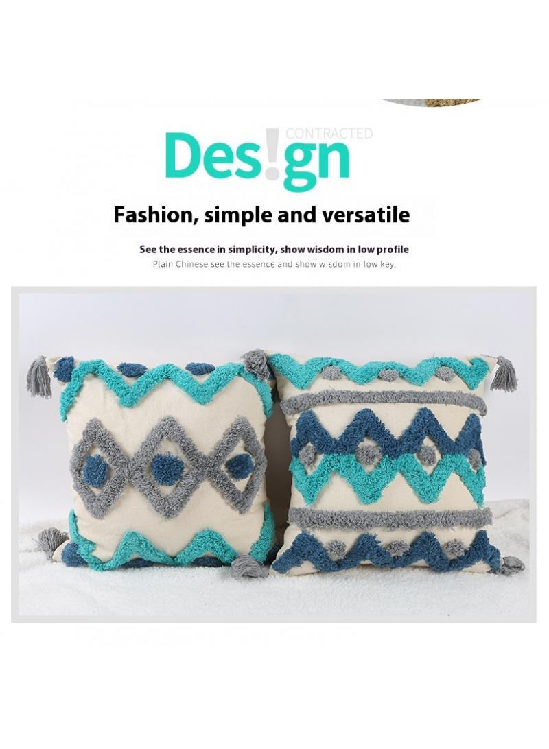 Bluejw Cushion Cover 45x45cm Handcrafted Throw Pillow Cover Boho Decor Cushion Tassel Decorative Pillowcase Woven Throw Tufted for Home Bohemian Decor - Image 2