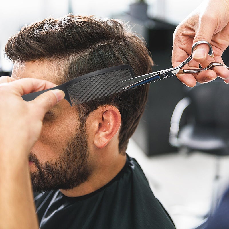 6 قطع أمشاط حلاقة سوداء رأس مسطح أدوات مزج الشعر على شكل S للرجال والنساء صالون - Image 5