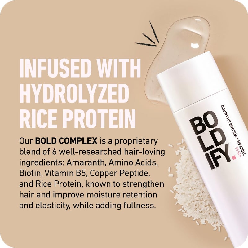 BOLDIFY Thickening Shampoo - Rice Water for Thinning and Oily Hair - Volumizing Shampoo for Fine Hair, Weightlessly Removes Excess Oil - 8oz - Image 5