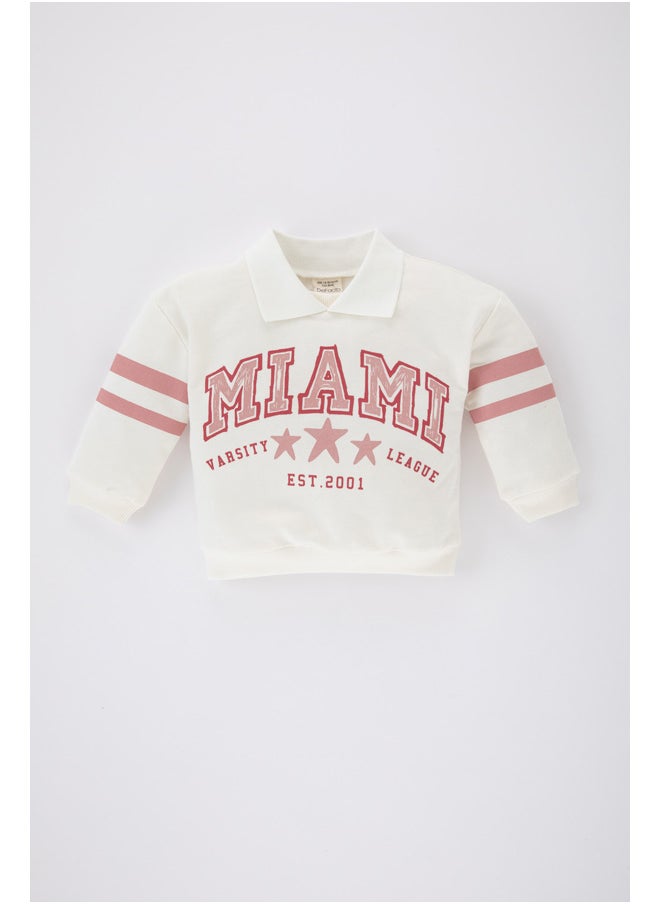 DeFacto - Babygirl Regular Fit Shirt Neck Long Sleeve Knitted Sweat Shirt - Image 1