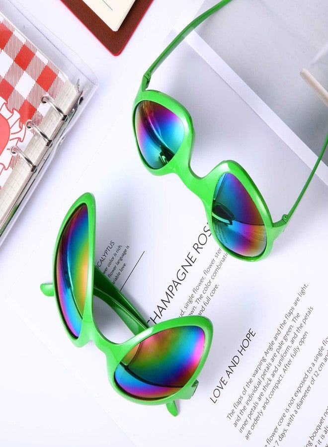 بيميمو نظارات فضائية من بيميمو، 12 قطعة، نظارات شمسية فضائية رائعة، نظارات شمسية بلاستيكية خضراء للحفلات، هدايا للحفلات للكبار والصغار - Image 5