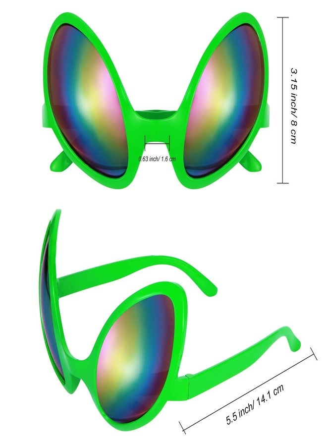 بيميمو نظارات فضائية من بيميمو، 12 قطعة، نظارات شمسية فضائية رائعة، نظارات شمسية بلاستيكية خضراء للحفلات، هدايا للحفلات للكبار والصغار - Image 3