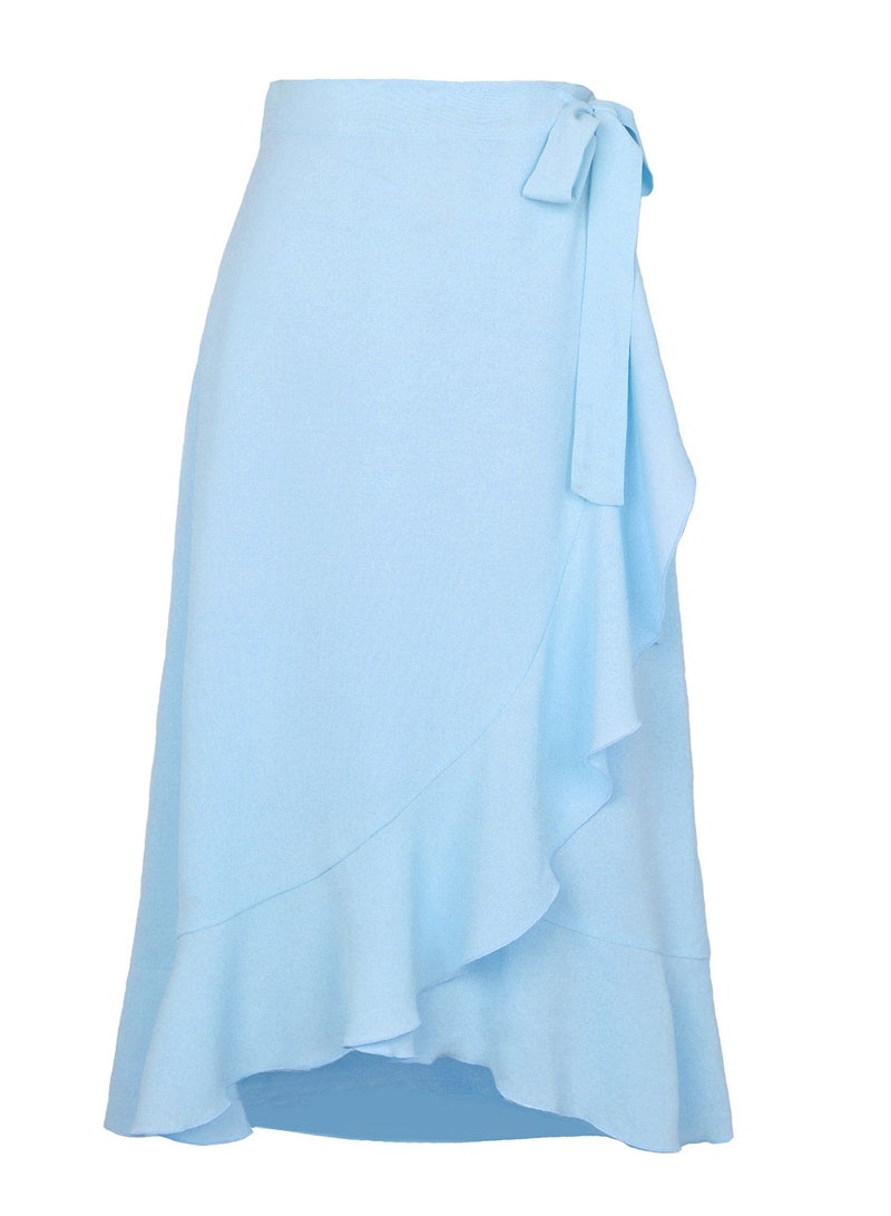 Loquat Women's Summer New Fashion Simple Lace-up Irregular Solid Color Skirt