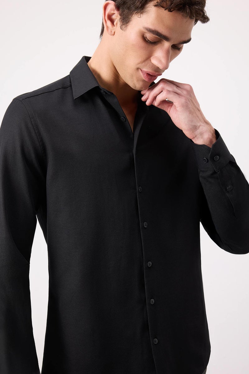 DeFacto Man Slim Fit Polo Neck Oxford Basic Shirt - Image 4