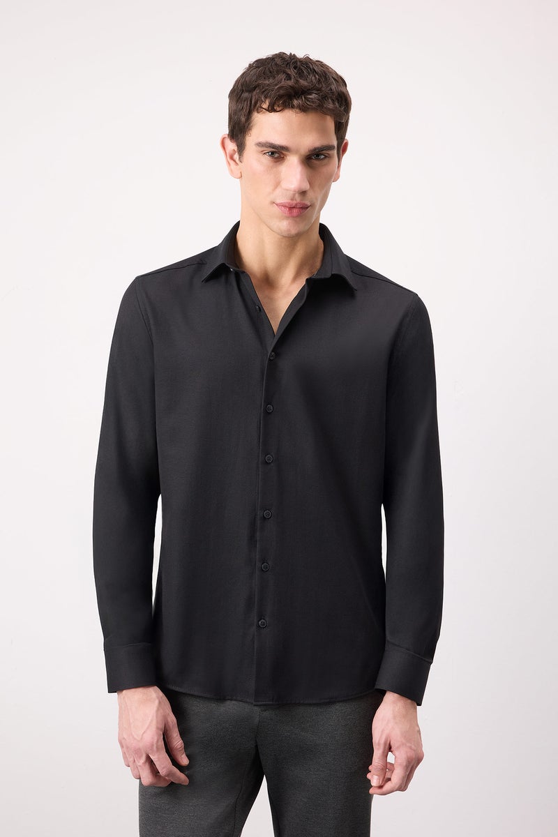 DeFacto Man Slim Fit Polo Neck Oxford Basic Shirt - Image 2