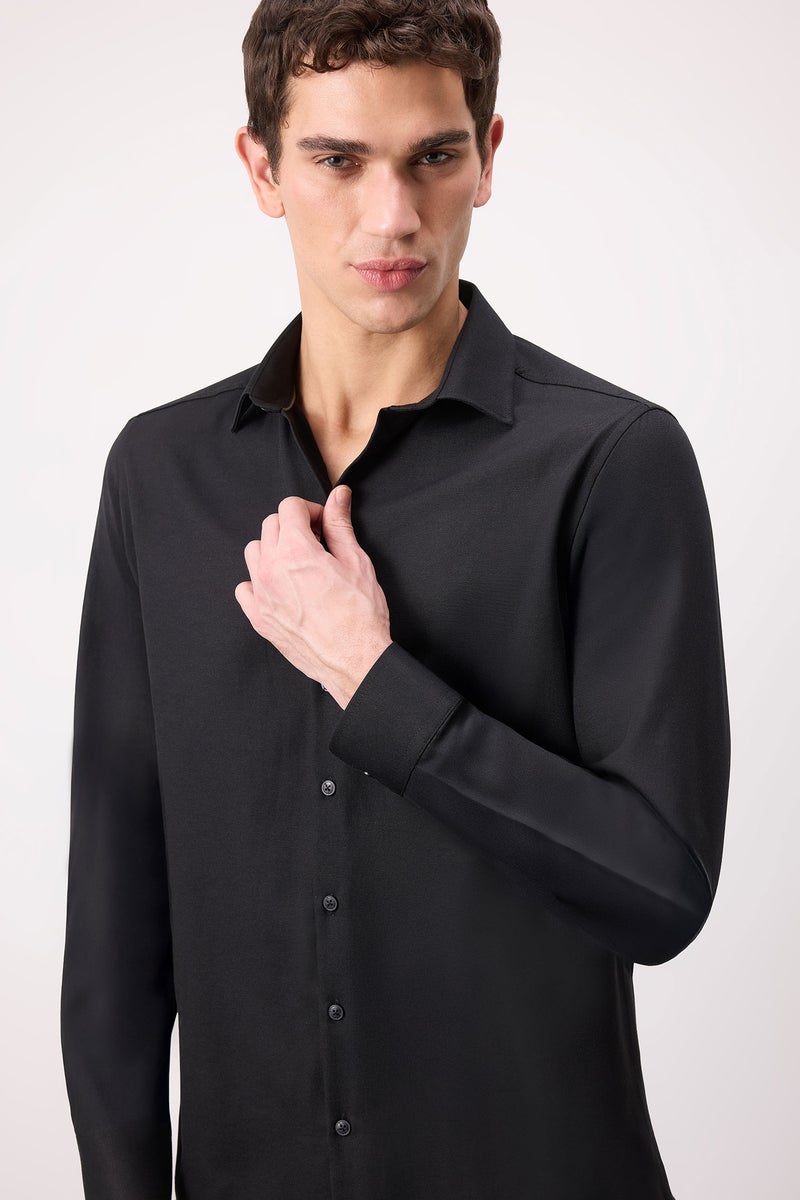 DeFacto Man Slim Fit Polo Neck Oxford Basic Shirt - Image 1