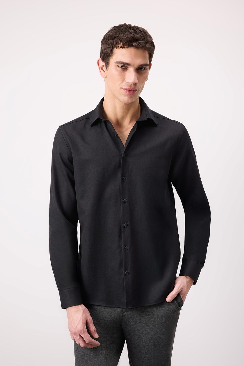 DeFacto Man Slim Fit Polo Neck Oxford Basic Shirt - Image 5