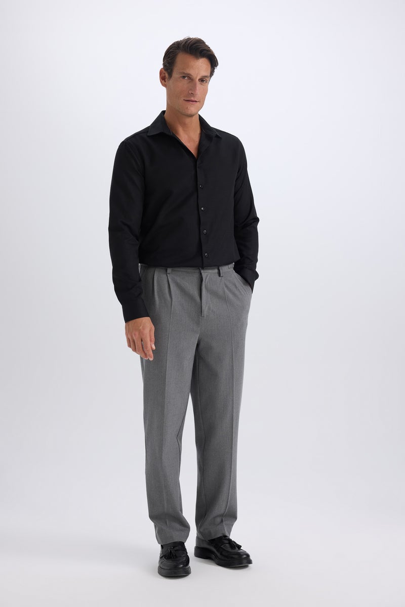 DeFacto Black Man Slim Fit Polo Neck Oxford Basic Shirt Casual - Image 2