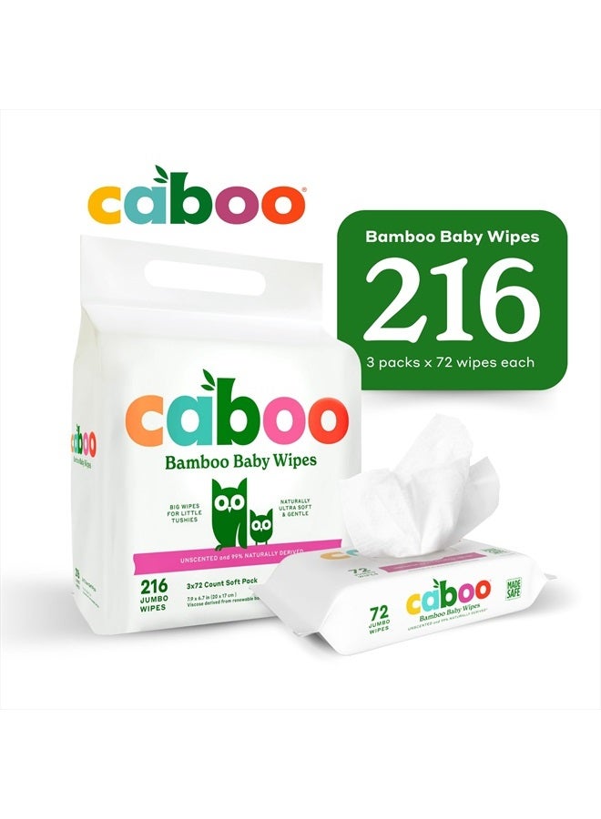 CABOO Baby Wipes, 216 Count, Unscented, Eco-Friendly, Made with Bamboo Viscose, Free from Harsh Chemicals, Plant-Based, Sensitive Skin Formula, BRC, FSC, FDA and ISO Accredited - Image 2