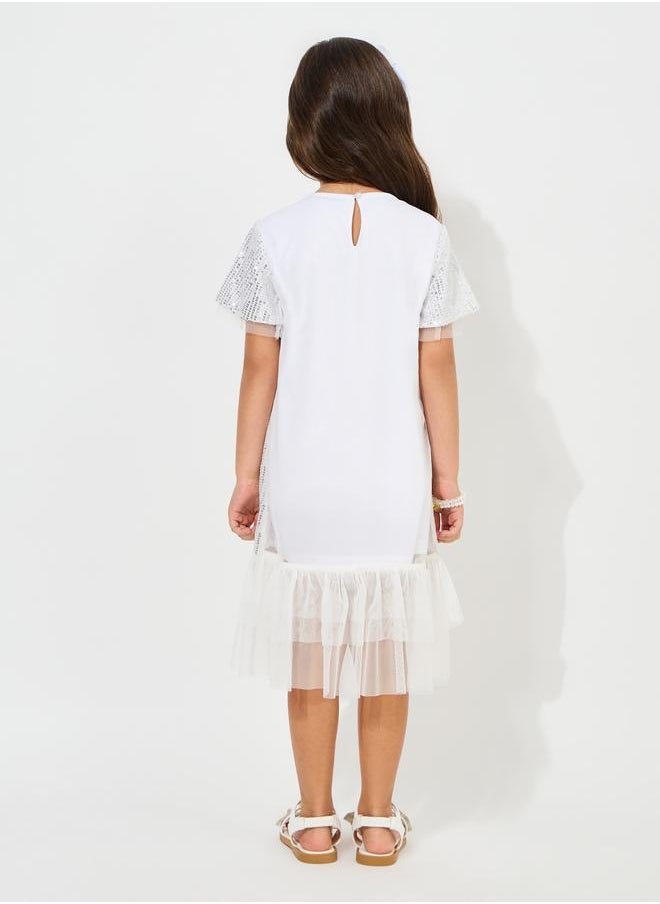 Styli Sequin Shift Dress with Mesh Insert  - Image 4