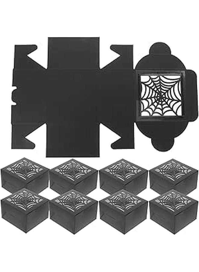 Black Square Cardboard Candy Boxes with PVC Window for Cookies Chocolate Party Treats Packaging - Image 1