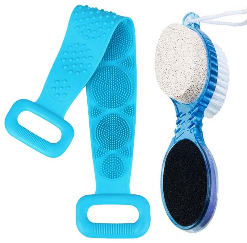 Aternal Back Brush Long Handle for Shower, Bath Brush Belt, Back Scrubber, Shower Body Brush with 4-1 Foot Scrubber Callus Remover - Image 1