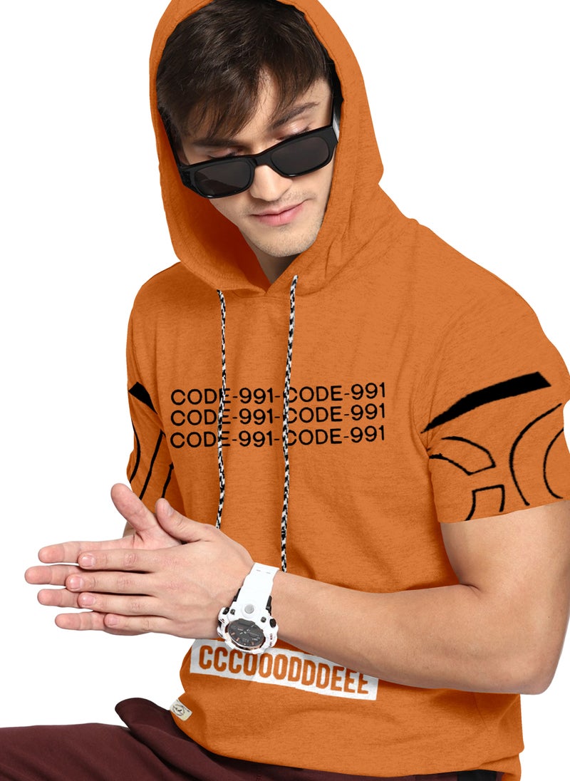 COLOR HUNT - 100% Cotton Men's Trendy Half Sleeve T-Shirt with Hoodie - Image 1