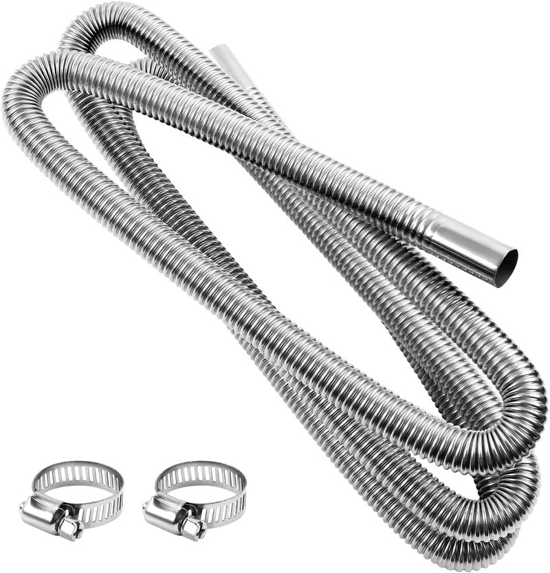 DTNESS 200cm Diesel Heater Exhaust Pipe with Clamps, 1"/2.5cm Stainless Steel Parking Air Heater Generator Hose, 78" Diesel Gas Vent Hose - Image 2