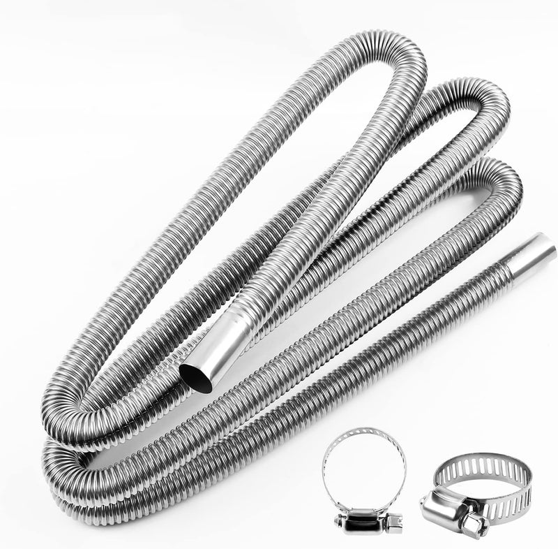 DTNESS 200cm Diesel Heater Exhaust Pipe with Clamps, 1"/2.5cm Stainless Steel Parking Air Heater Generator Hose, 78" Diesel Gas Vent Hose - Image 1