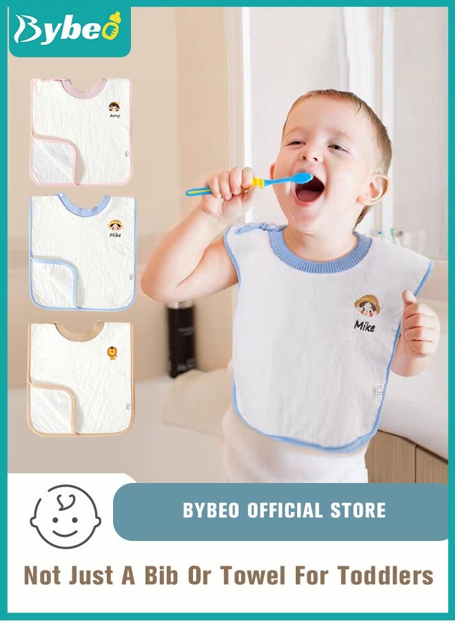3 PCS Baby Bibs, Burp Cloths Children's Waterproof Wash Towels, Face Towel Coral, Velvet Kids Meals Feeding Cloth for Boys Girls - Image 1