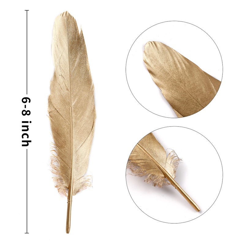 Larryhot Gold Goose Feathers for Crafts - 6-8 inch 60 pcs Natural Feathers for Wedding Party Decorations,DIY Crafts and Clothing Accessories (Gold) - Image 5
