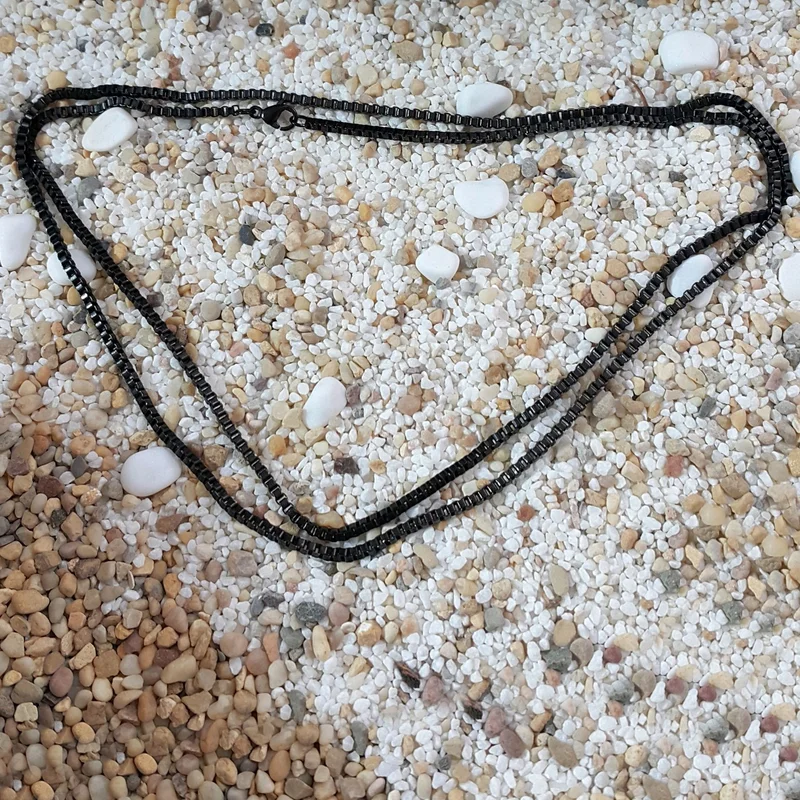 شافين Black 75 cm. 2mm. Men's Steel Chain de93
