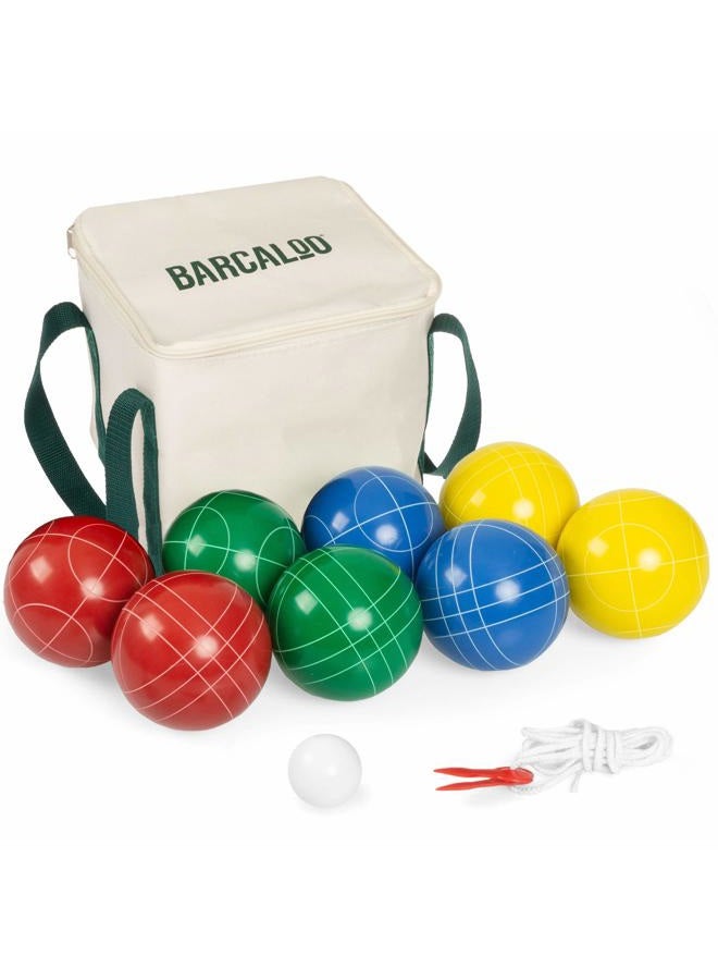 Barcaloo Bocce Ball Set with 8 Premium Resin Multicolor Bocce Balls, Pallino, Carry Bag & Rope - Image 1