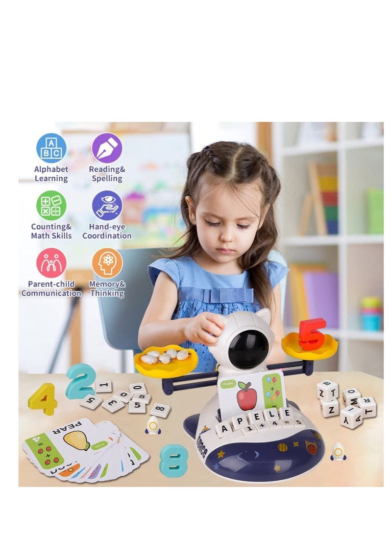 Barakah 3 in 1 Math Game Toys for Kids 4 5 6 7 Year Old Preschool Learning Activities Toddlers Space Balance with Spelling Counting Reading Flash Cards Gifts Boys Girls - Image 4