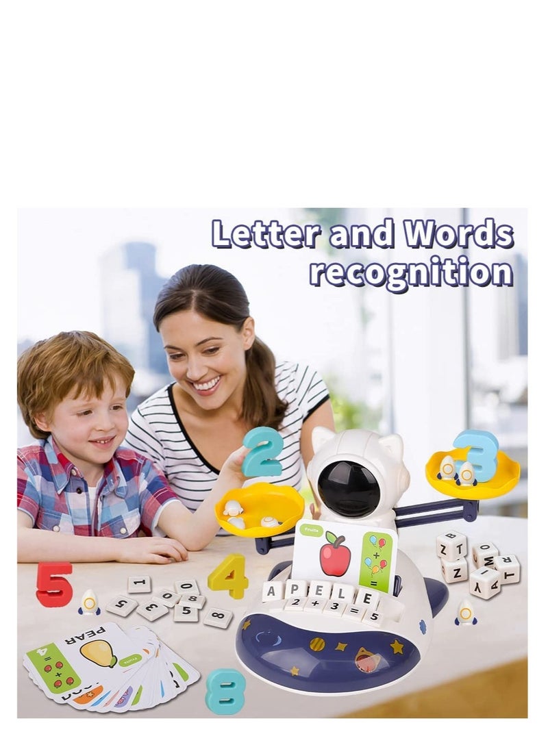 Barakah 3 in 1 Math Game Toys for Kids 4 5 6 7 Year Old Preschool Learning Activities Toddlers Space Balance with Spelling Counting Reading Flash Cards Gifts Boys Girls - Image 3