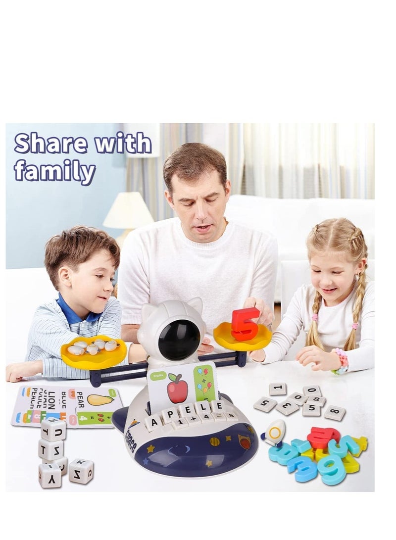 Barakah 3 in 1 Math Game Toys for Kids 4 5 6 7 Year Old Preschool Learning Activities Toddlers Space Balance with Spelling Counting Reading Flash Cards Gifts Boys Girls - Image 5
