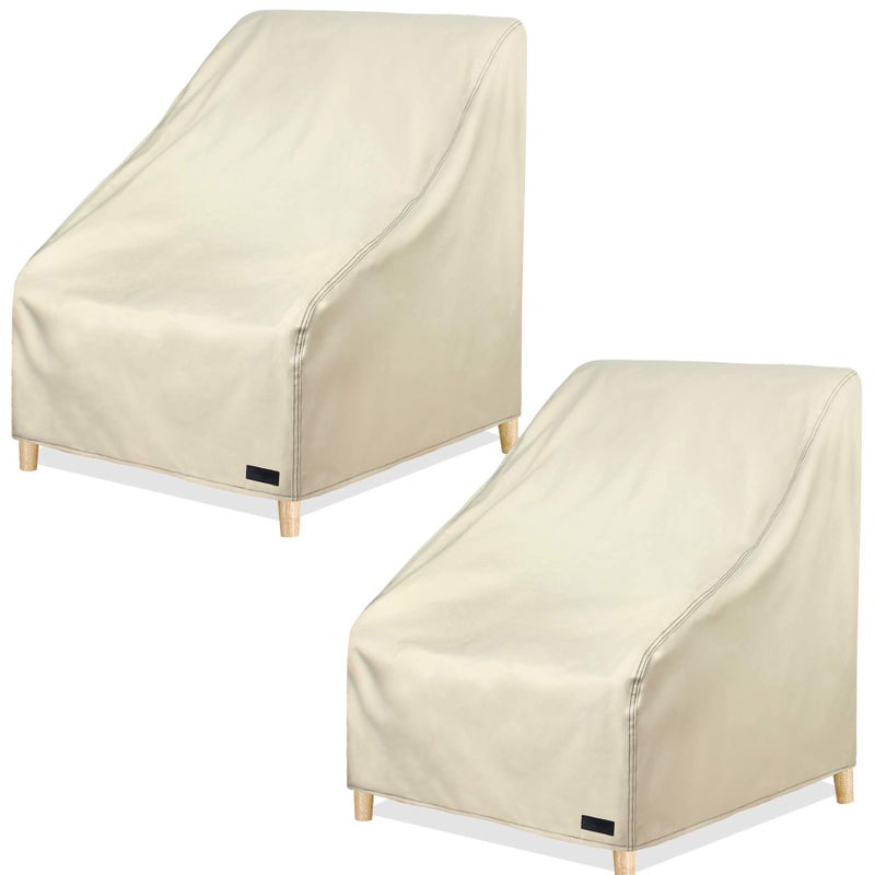 NettyPro Patio Chair Covers for Outdoor Furniture 2 Pack, Waterproof Heavy Duty Lawn Patio Furniture Cover Deep Seat Dining Chair Covers, 30W x 33D x 34H inches, Beige - Image 1