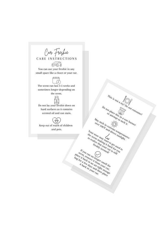 Boutique Marketing LLC Car Freshie Instruction Card 50 Pack 2 In X 3.5 Inches Business Size Supplies For Diy Crafters Using Freshies Silicone Molds And Beads White With Black Design  - Image 1