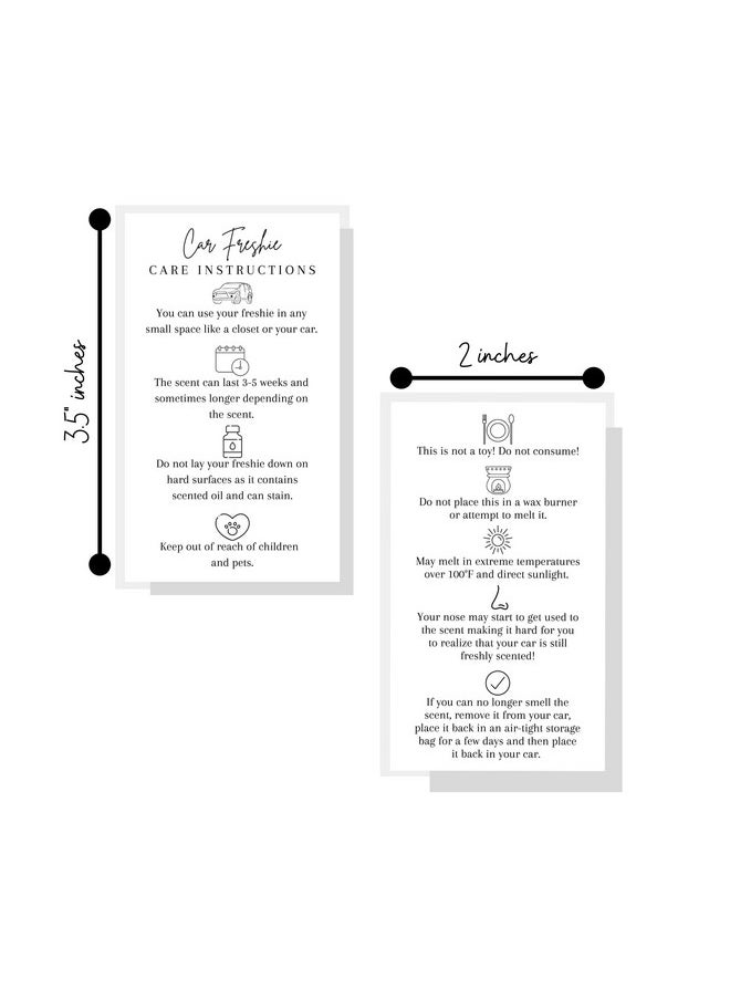 Boutique Marketing LLC Car Freshie Instruction Card 50 Pack 2 In X 3.5 Inches Business Size Supplies For Diy Crafters Using Freshies Silicone Molds And Beads White With Black Design  - Image 3