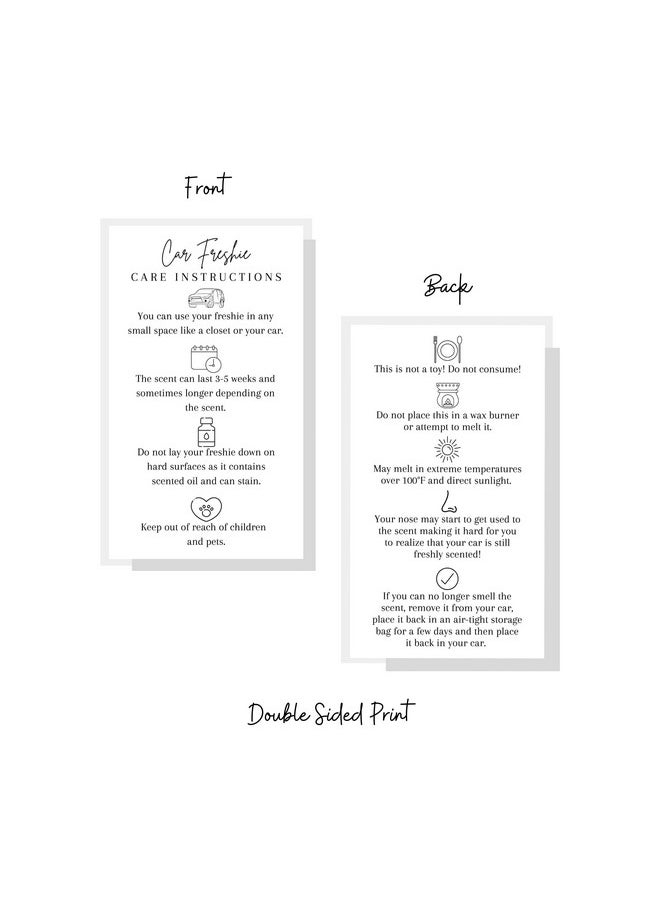 Boutique Marketing LLC Car Freshie Instruction Card 50 Pack 2 In X 3.5 Inches Business Size Supplies For Diy Crafters Using Freshies Silicone Molds And Beads White With Black Design  - Image 4