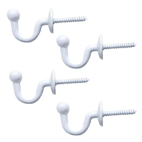 Hdtyyln 2 Pairs Curtain Hooks for Drapes, European Style Curtain Hook, White Window Curtain Holdback Hooks Tiebacks, Heavy Duty Wall Mounted Hooks for Curtain Cup Key Bags, Home Decorative Hooks - Image 1