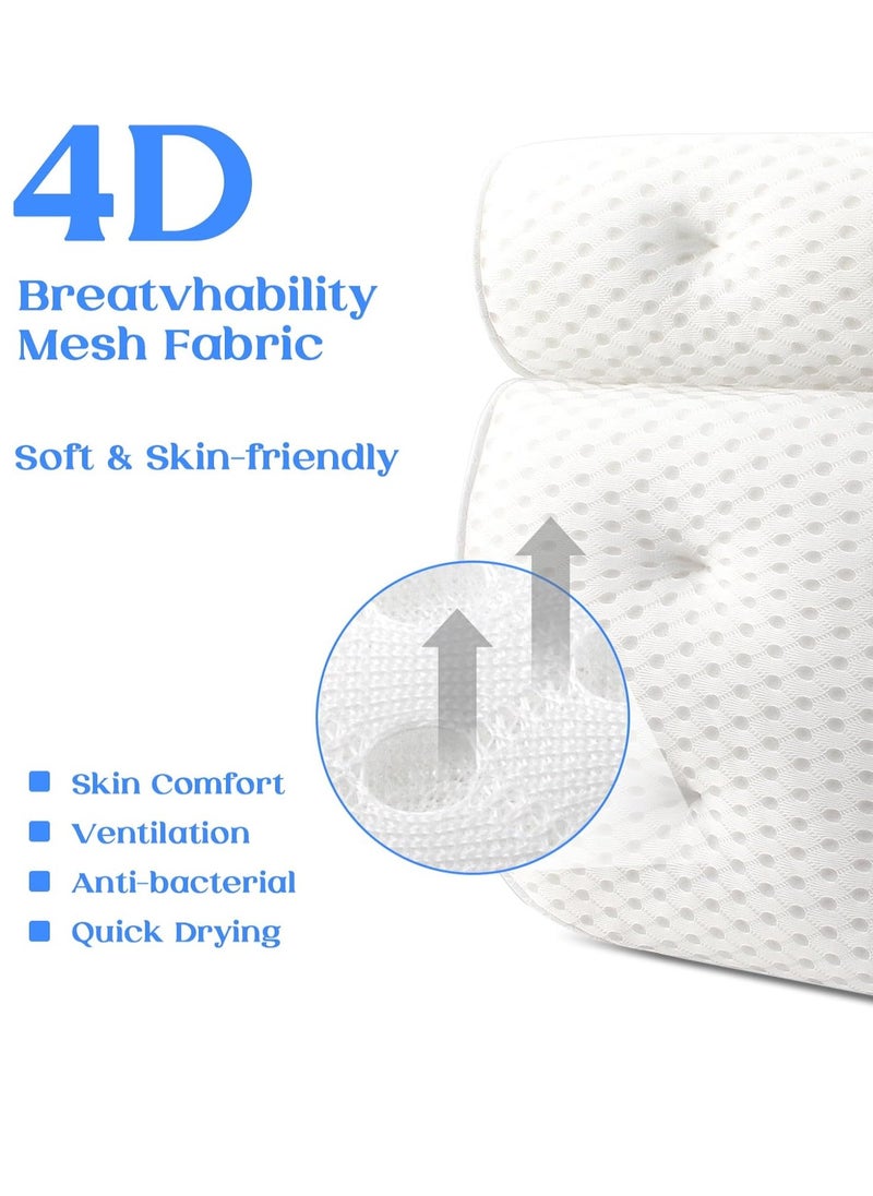 Slyfoam - Bath Pillow, Bathtub Pillow with Anti-Slip Suction Cups, 4D Mesh Soft Spa Bath Tub Pillow Headrest, Bath Pillows for Tub with Neck and Back Support Fits Bathtub Spa Tub Jacuzzi, Fathers Day Dad Gifts - Image 1