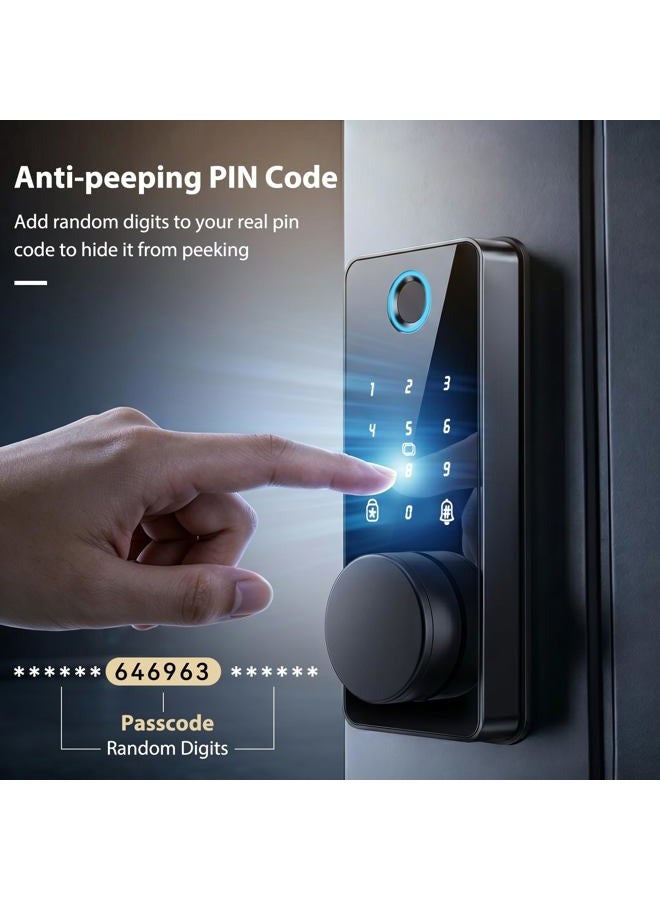 biquole Fingerprint Door Lock Set, Biquole Keyless Entry Door Lock with 2 Lever Handles, Electronic Keypad Deadbolt, Auto & One Touch Lock,Smart Locks for Front Door, Easy Installation, App Control - Image 5
