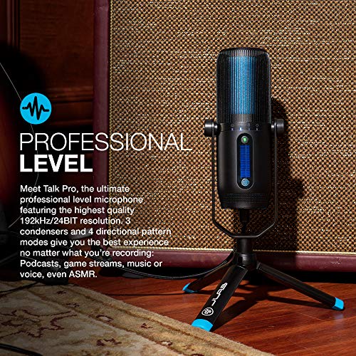 JLab Talk Pro USB Microphone, USB-C Output, Cardioid, Omnidirectional, Stereo, Bidirectional, 192k Sample Rate, 20Hz-20kHz Frequency Response, Volume, Gain Control, Quick Mute, Plug & Play - Image 2