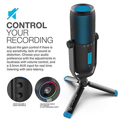 JLab Talk Pro USB Microphone, USB-C Output, Cardioid, Omnidirectional, Stereo, Bidirectional, 192k Sample Rate, 20Hz-20kHz Frequency Response, Volume, Gain Control, Quick Mute, Plug & Play - Image 5