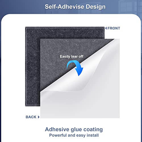 DEKIRU Self Adhevise Acoustic Panels Sound Proof Padding, 12 X 12 X 0.4 Inches High Density Sound Proof Foam Panels Used in Home & Offices ï¼Ë†12 Pack Sesame Black��¼â€° - Image 4