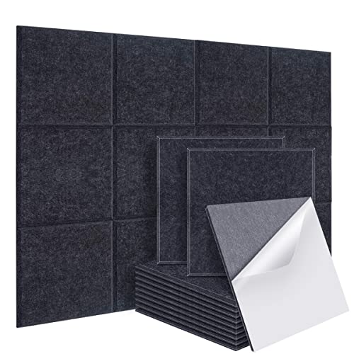 DEKIRU Self Adhevise Acoustic Panels Sound Proof Padding, 12 X 12 X 0.4 Inches High Density Sound Proof Foam Panels Used in Home & Offices ï¼Ë†12 Pack Sesame Black��¼â€° - Image 1