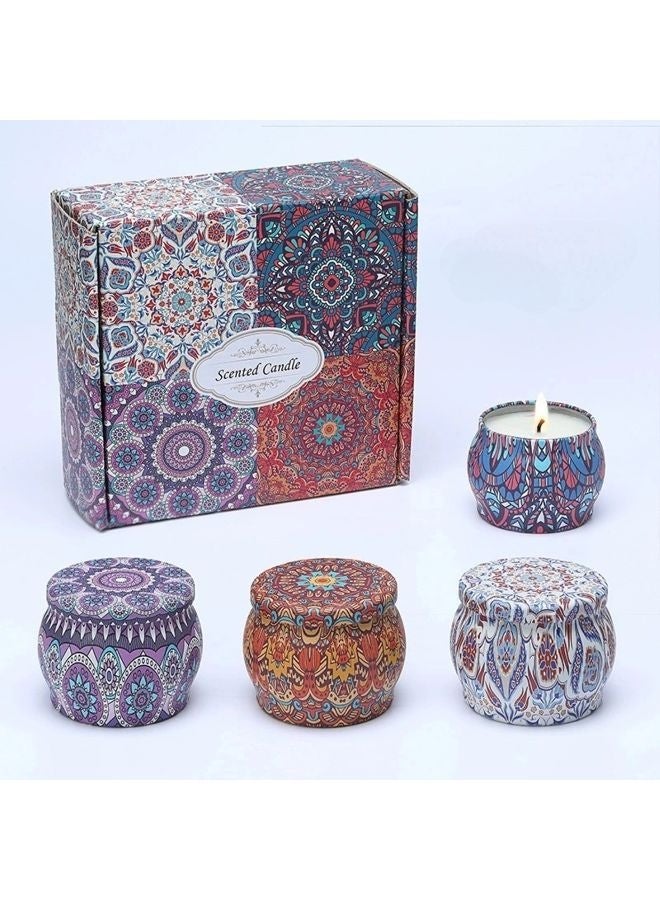 مجموعة هدايا شموع معطرة 4 أونصات - عبوة من 4 شموع سفر من شمع الصويا الطبيعي، تدوم طويلاً ولا تُدخن - علب عطرية بروائح مُريحة للاستحمام واليوغا والنوم والحفلات والهدايا  - Image 4
