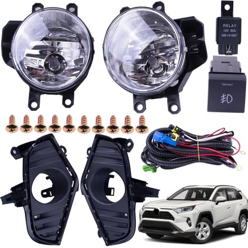 Prefer Warehouse One Set Fog Light Lamps + Covers + Switch + Screws + Wiring Compatible With Toyota RAV4 2019-2024 Replaces TO1038223 TO1039223 TO1038225 TO1039225 TO2593142 TO2592142 - Image 1