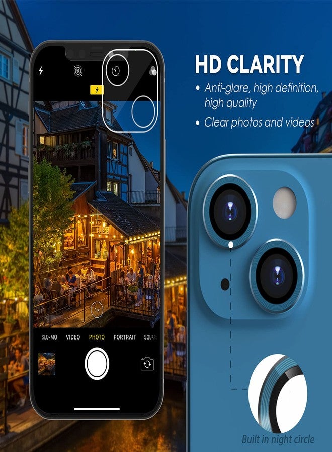 CloudValley Camera Lens Protector Designed for iPhone 13/13 Mini, Tempered Glass Protective Film, Aluminum Alloy Camera Lens Cover, Blue - Image 4