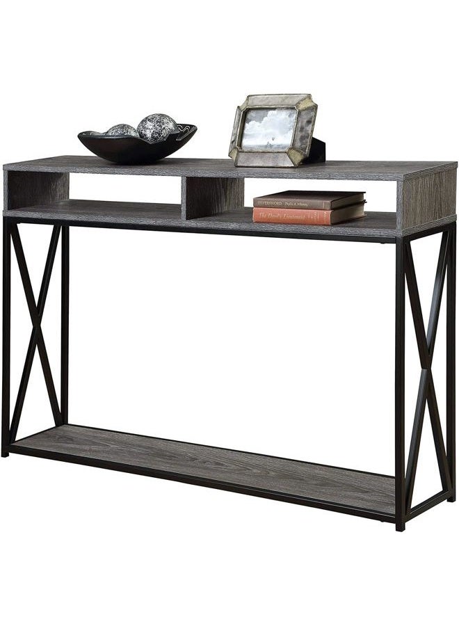 Convenience Concepts Tucson Deluxe 2 Tier Console Table, Weathered Gray / Black - Image 2