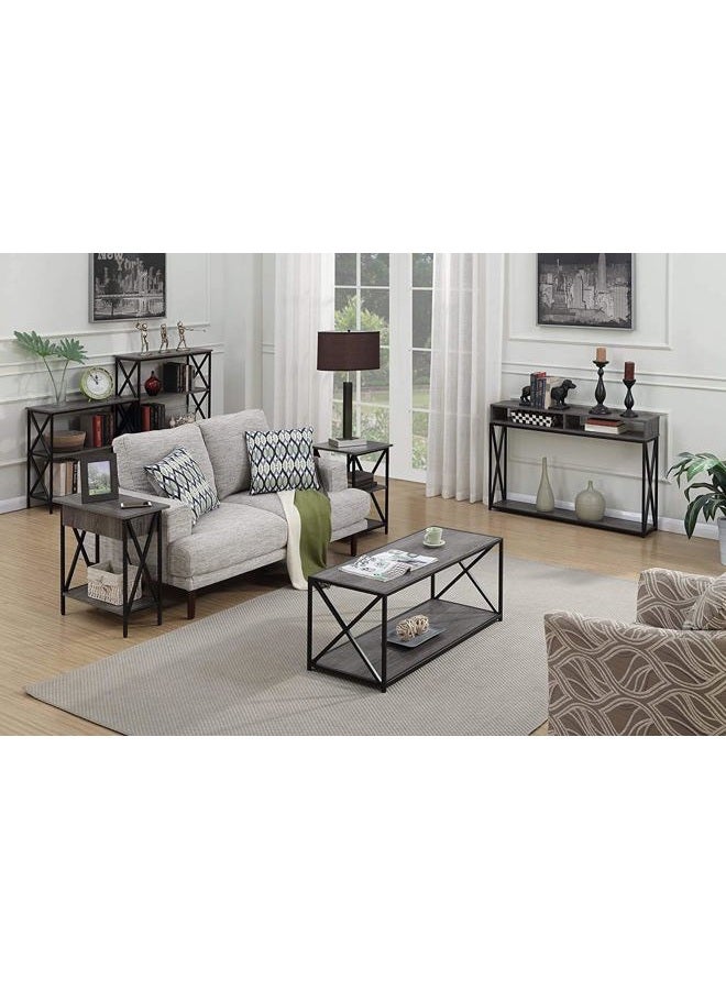 Convenience Concepts Tucson Deluxe 2 Tier Console Table, Weathered Gray / Black - Image 4