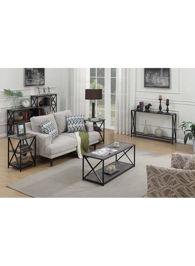 Convenience Concepts Tucson Deluxe 2 Tier Console Table, Weathered Gray / Black - Image 5