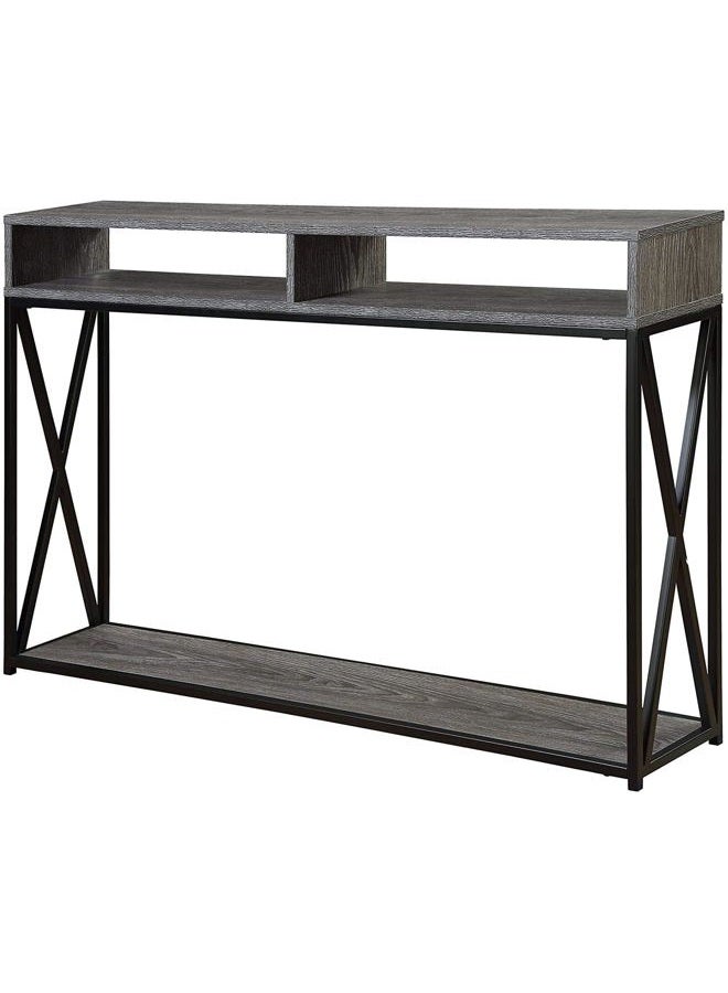 Convenience Concepts Tucson Deluxe 2 Tier Console Table, Weathered Gray / Black - Image 1