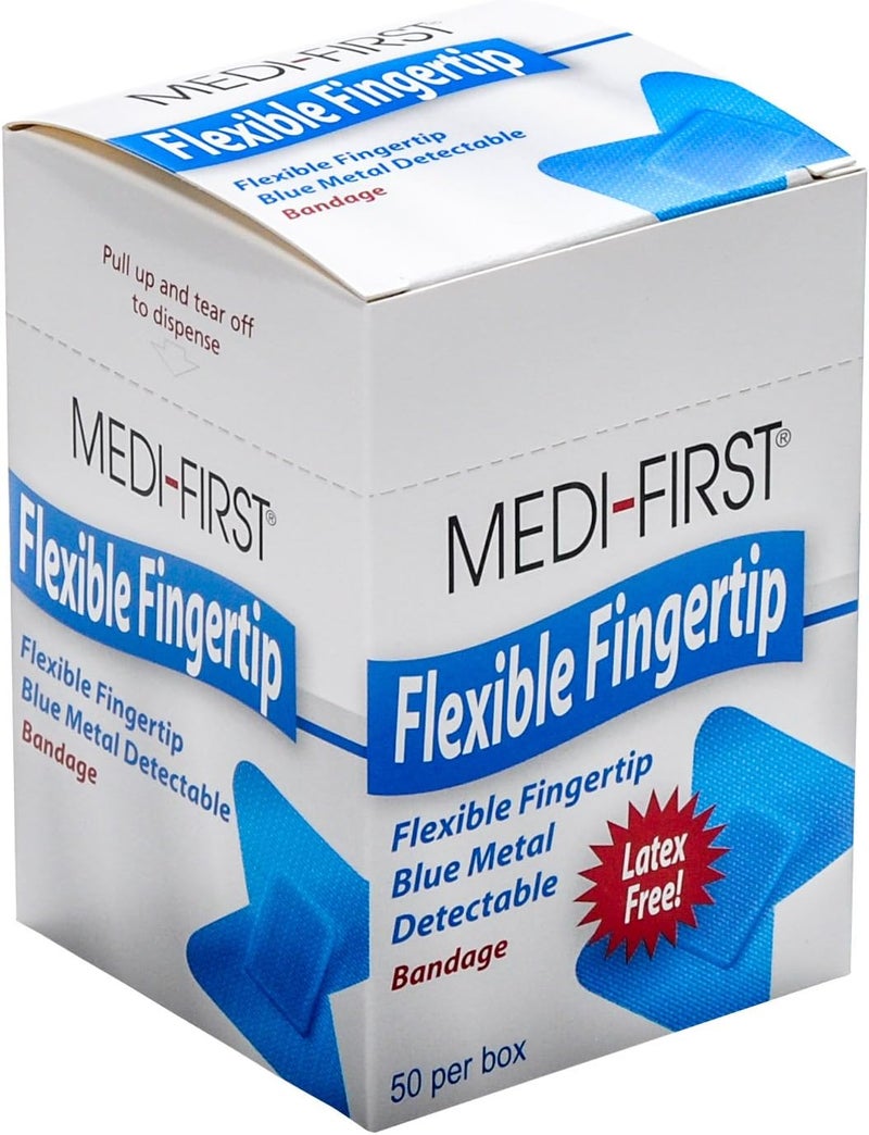 Medique Products Metal Detectable Bandages, Woven Fingertip, Blue, 50-Per Box