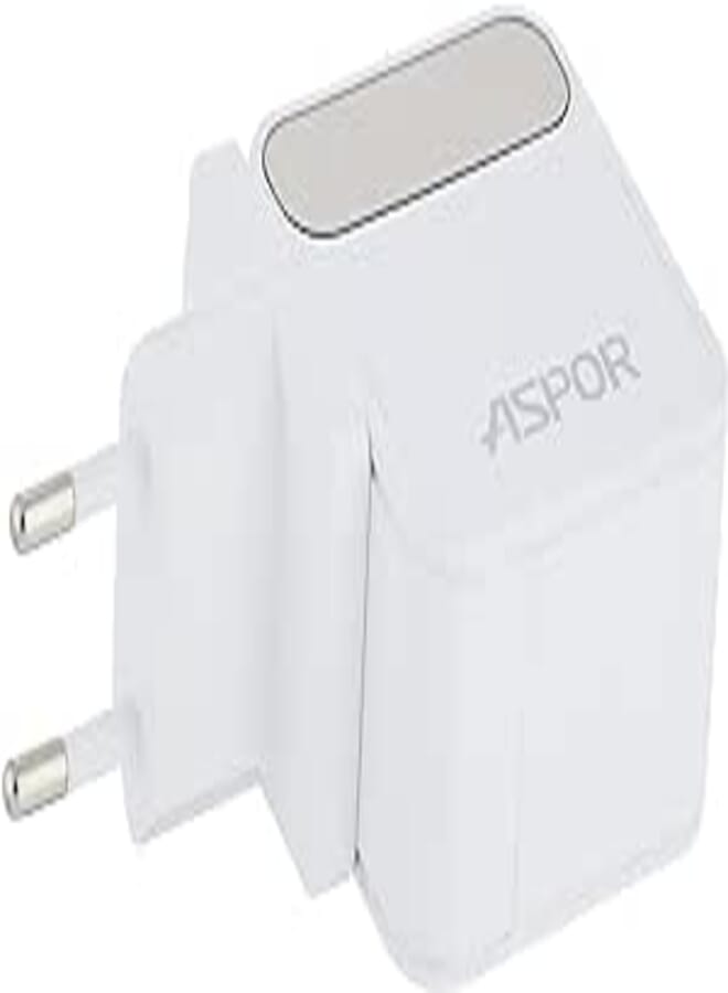 Aspor a835 pd+ qc fast charger/eu pin + typec to lightning pd cable - white