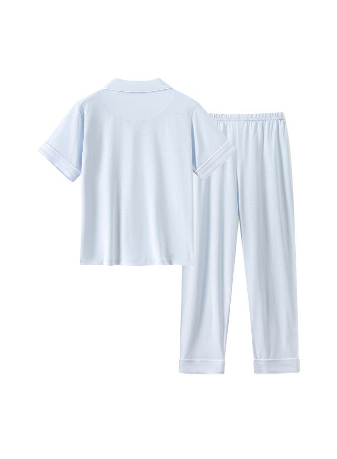 Badibadi Children's Lightweight Loungewear】summer Short-sleeve Pajama Set, Cool And Breathable, Loose And Comfortable, Versatile Homewear - Image 4