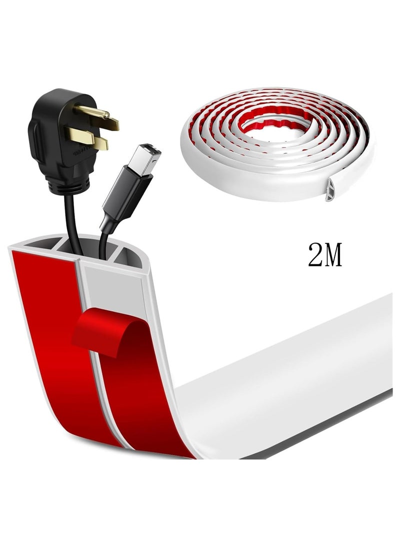 DELGREEN Floor Cord Cover Cable Cavity, 2m Self Adhesive Cord Hider Floor Low Profile Floor Cable Management Wire Cover Floor Electric Cord Covers for Home Office Garage Offices Gym  - Image 1
