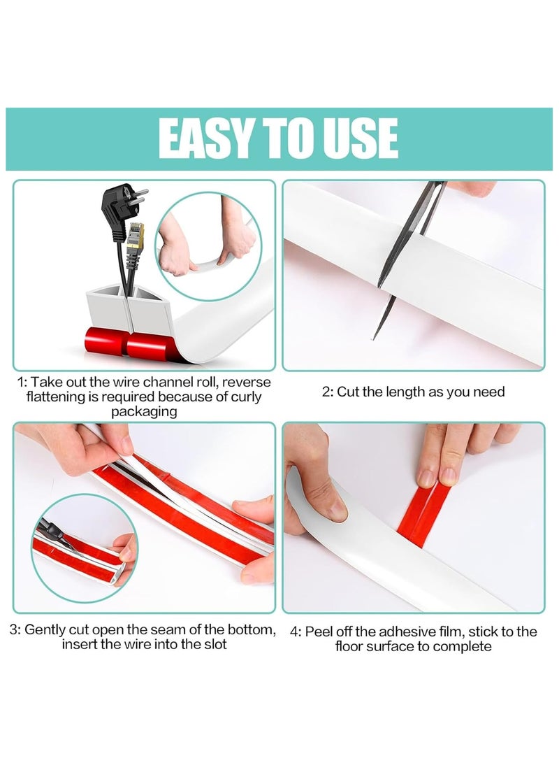 DELGREEN Floor Cord Cover Cable Cavity, 2m Self Adhesive Cord Hider Floor Low Profile Floor Cable Management Wire Cover Floor Electric Cord Covers for Home Office Garage Offices Gym  - Image 3