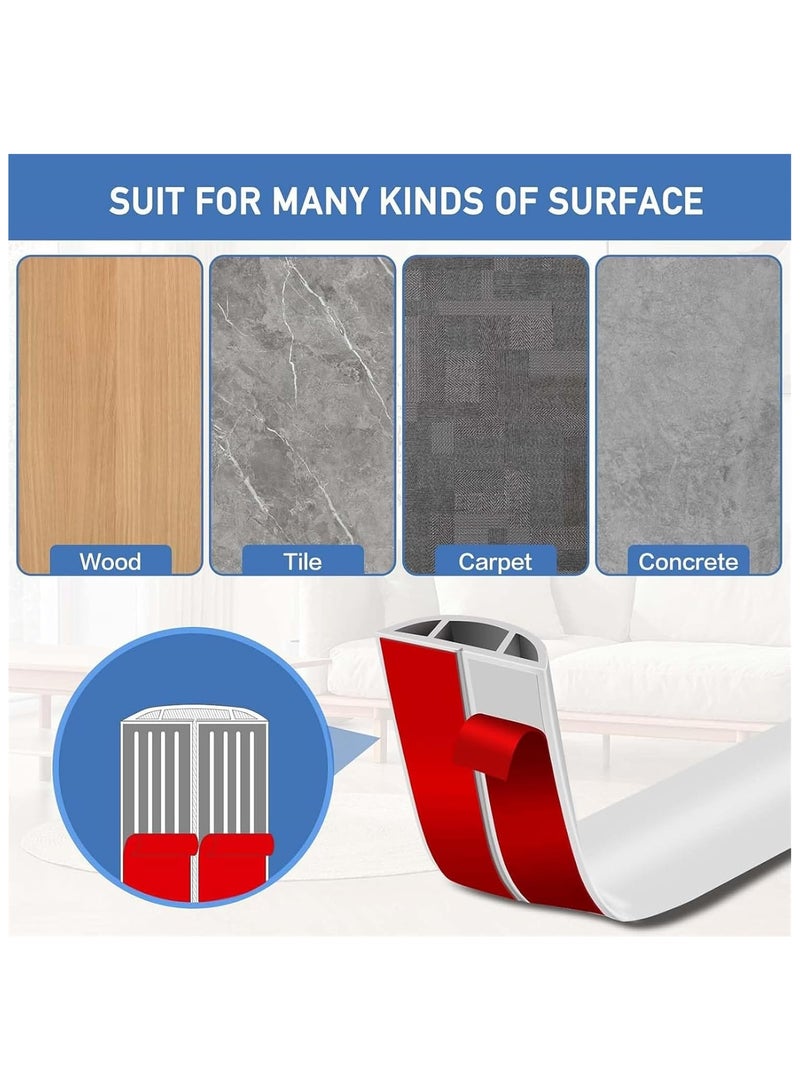DELGREEN Floor Cord Cover Cable Cavity, 2m Self Adhesive Cord Hider Floor Low Profile Floor Cable Management Wire Cover Floor Electric Cord Covers for Home Office Garage Offices Gym  - Image 5
